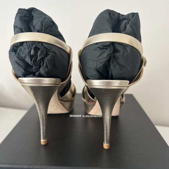 Saint Laurent Gold Tribute Metallic Leather Sandals 39 - Picture 5 of 7